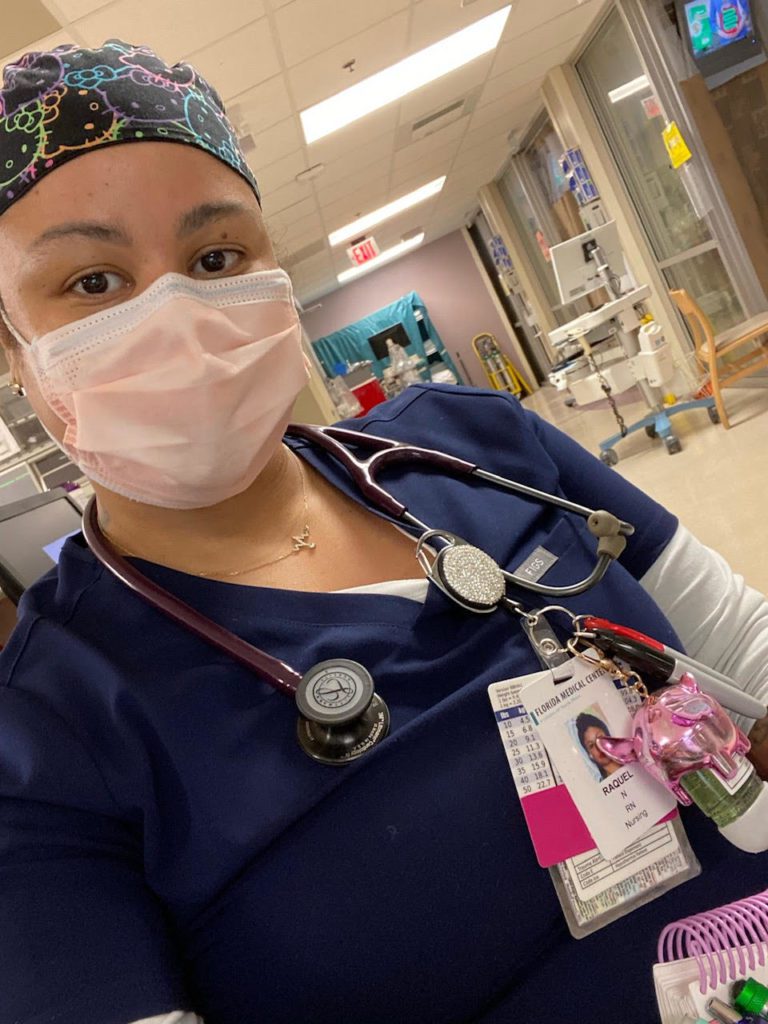 WCU-Miami BSN graduate Raquel N. in scrubs