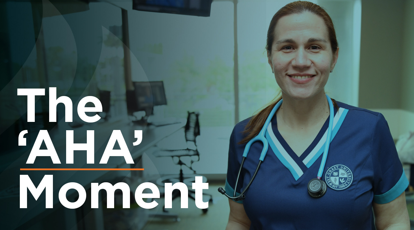 Smiling nursing student: The 'AHA' Moment.